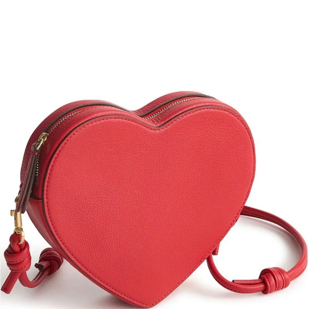 New NWT Vera Bradley Goji Berry Red Verona Heart Crossbody Bag Purse leather - Picture 1 of 10